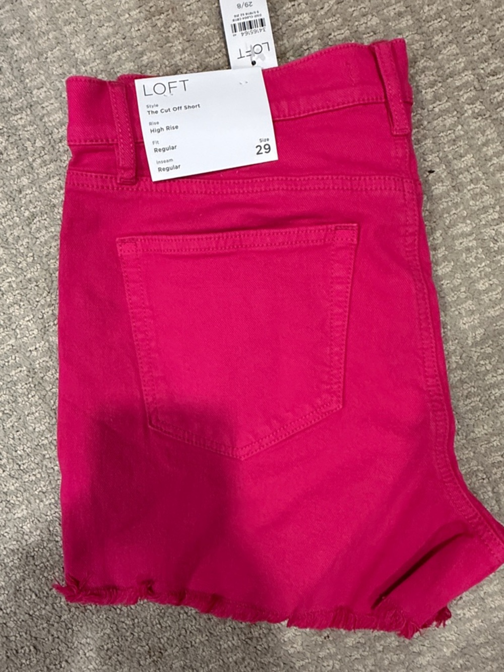 LOFT High-Rise Cutoff Shorts in Bright Pink